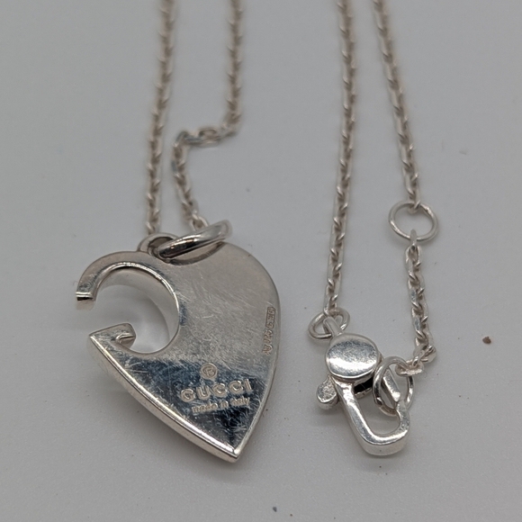 Gucci Sterling Silver Heart & G Pendant Necklace - Picture 2 of 4